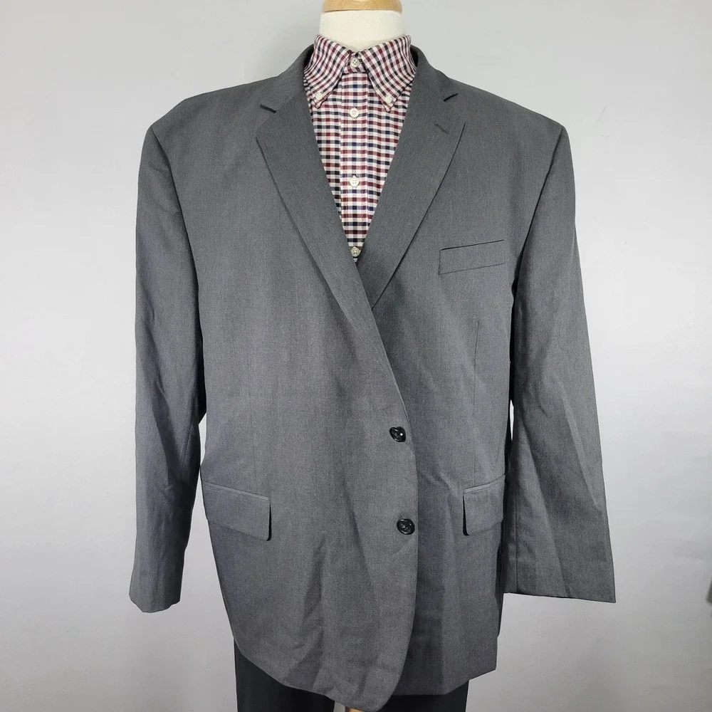 Stafford Men's Travel Suit Separate Sport Coat Two Button Gray‎ Wool Blend 54R